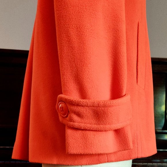 EUC Orange Double-breasted A-line Swing Coat Jacket Small Petit Veste - Picture 7 of 7